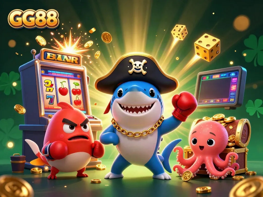 Engage in thrilling games at GG88 with interactive characters in a vibrant casino scene.