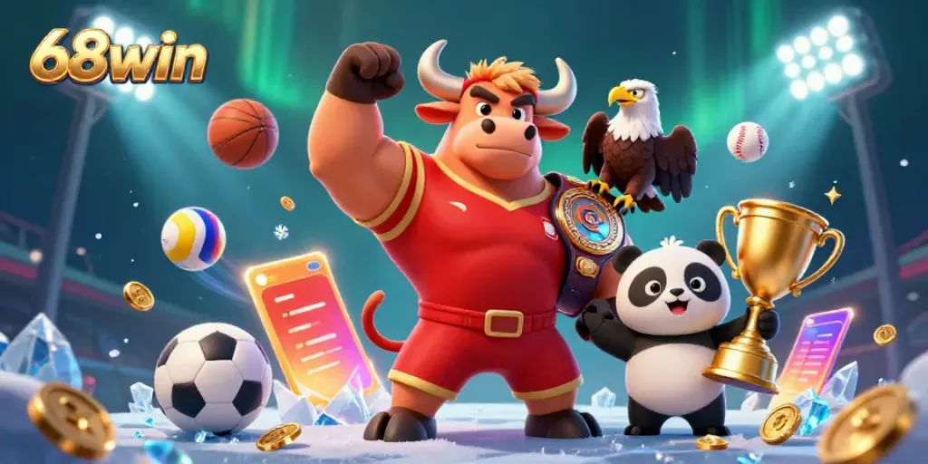 Experience thrilling victories with 68win in this vibrant casino adventure illustration.