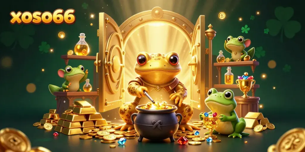 Experience the magic of xoso66 as the alchemist creates wealth in this vibrant casino-themed scene.