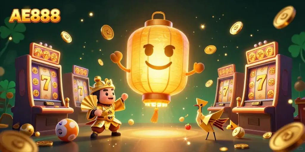 Engage in thrilling jackpots at AE888's vibrant casino with dynamic characters and exciting gaming elements.