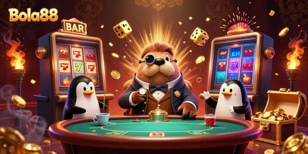 Bola88 player enjoying a vivid underwater poker game with unique characters and dynamic casino elements.