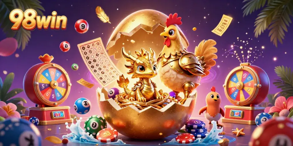 Engage with the thrilling world of 98win featuring a golden dragon and dynamic gaming elements.