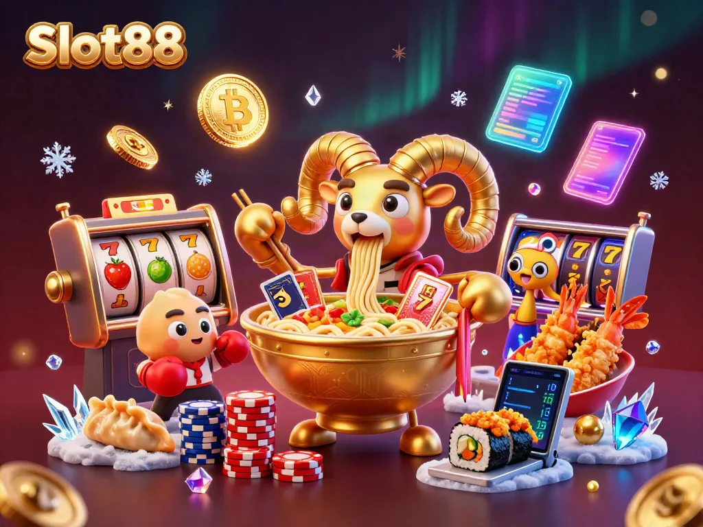 Experience vibrant Slot88 excitement with dynamic casino characters and crypto-themed elements.