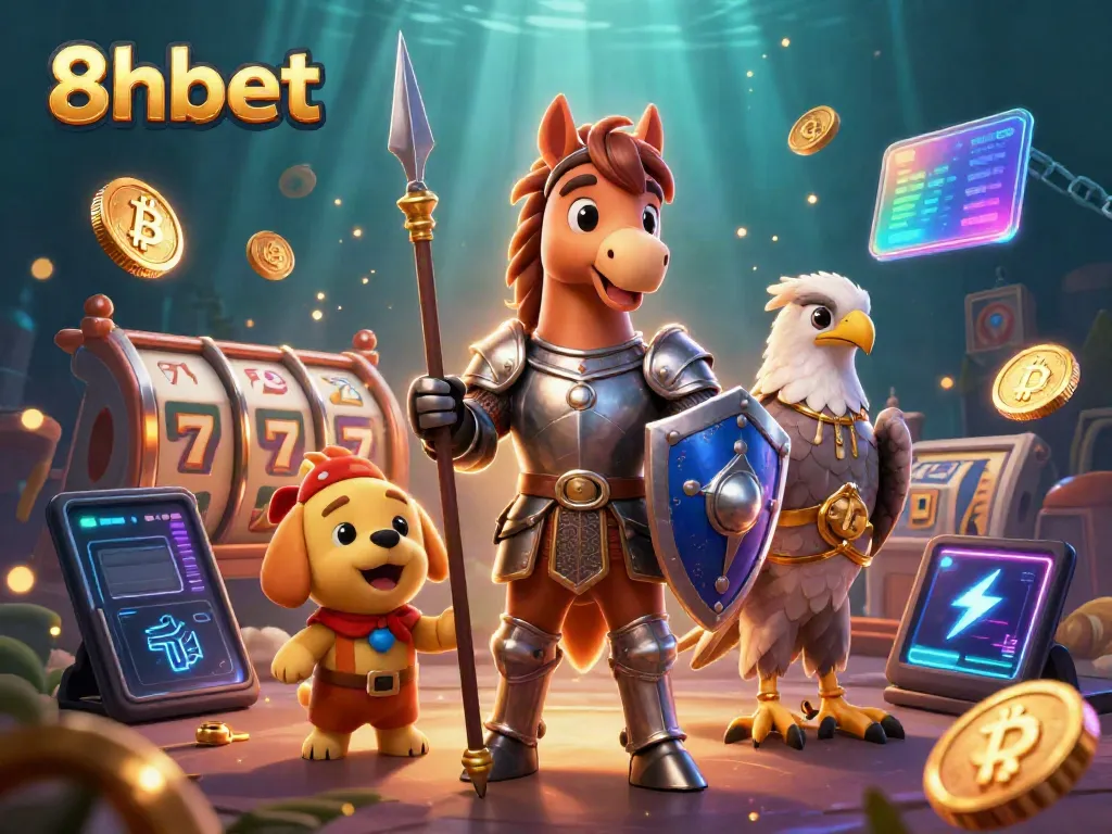 Engage in thrilling gameplay with 8xbet featuring medieval characters and casino elements.