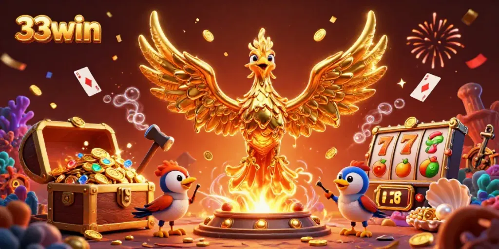 Engage with thrilling 33win casino adventures as a molten gold phoenix and explosive treasure chest create excitement.