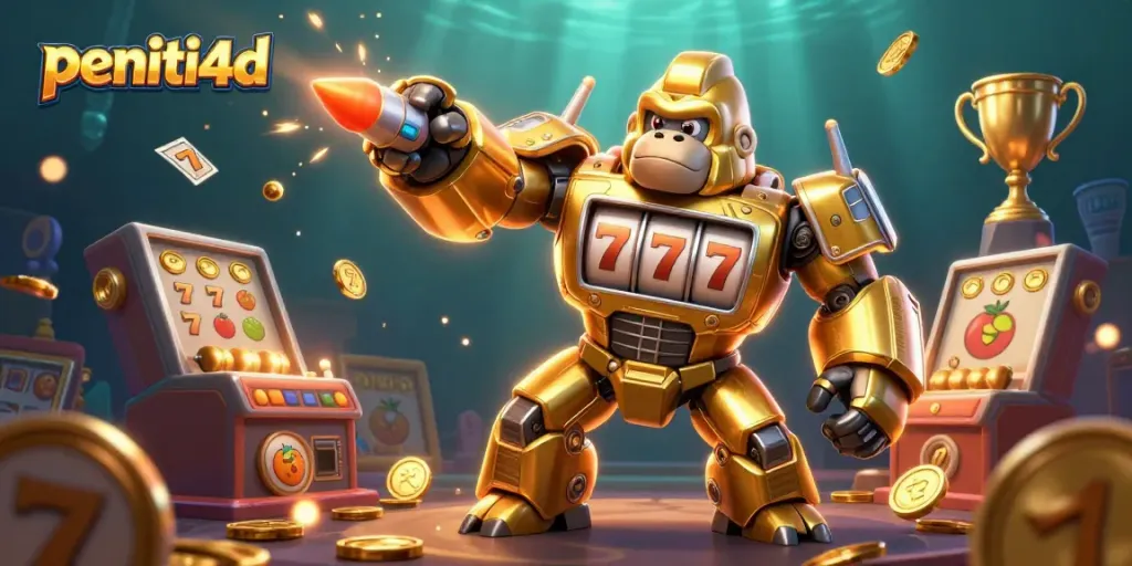 Mainkan peniti4d dengan gorilla emas bertransformasi dan simbol slot yang menarik.