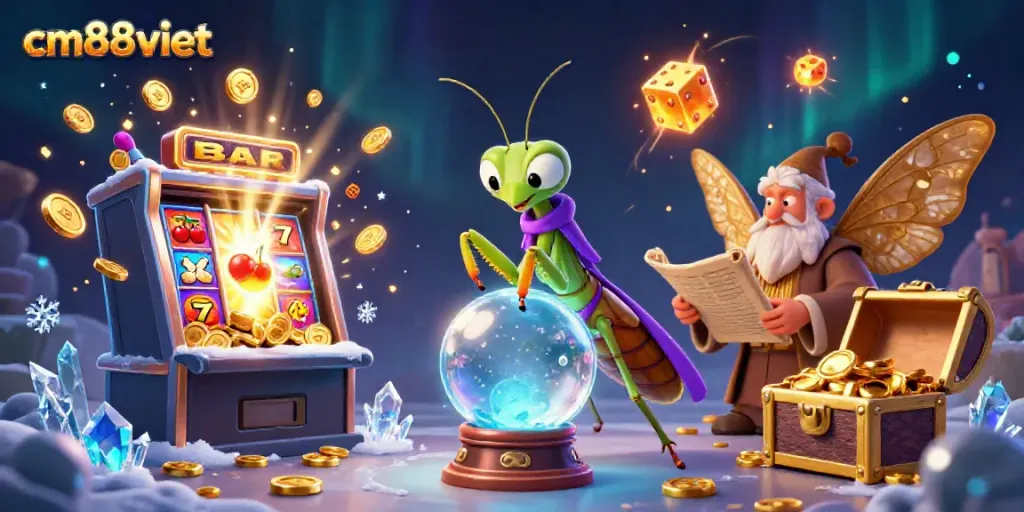 Experience fortune and luck with the cm88viet online casino, featuring vibrant game elements and whimsical characters.