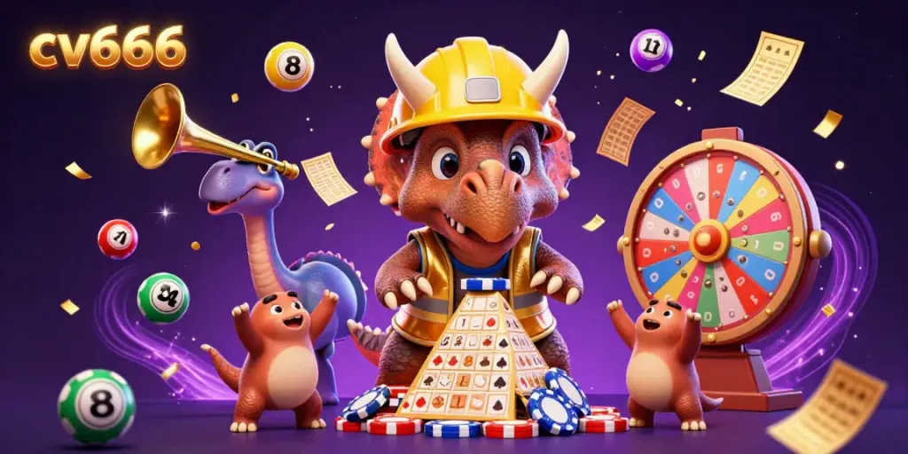 Engage with cv666's vibrant online gaming world featuring dynamic casino elements and playful characters.
