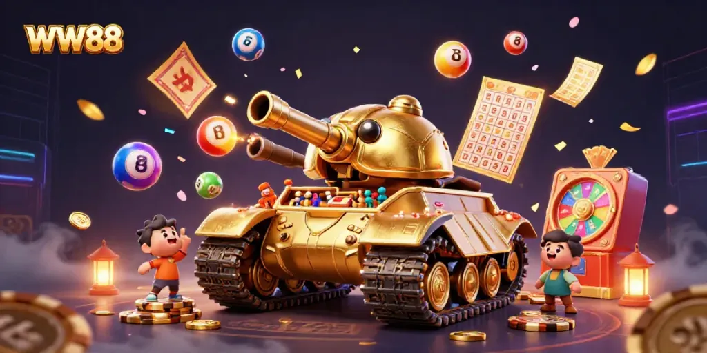 Experience the thrill of WW88 with a vibrant golden beetle tank casino bursting with excitement.