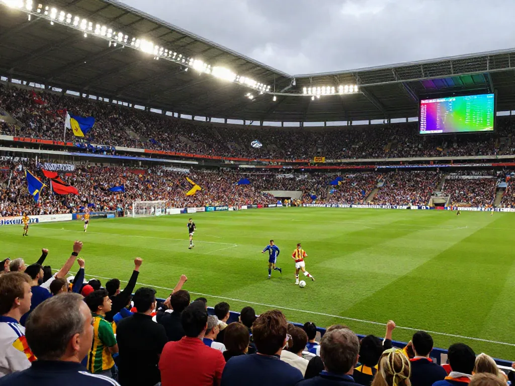 TOP10ตำนานนักเตะ featuring a legendary football player skillfully dribbling during an exciting stadium match.