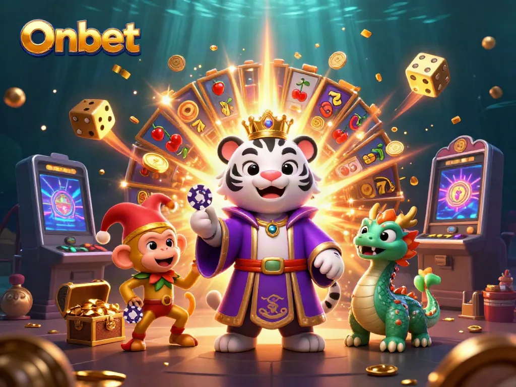 Experience the thrill of Onbet with vibrant characters and a lively casino scene.